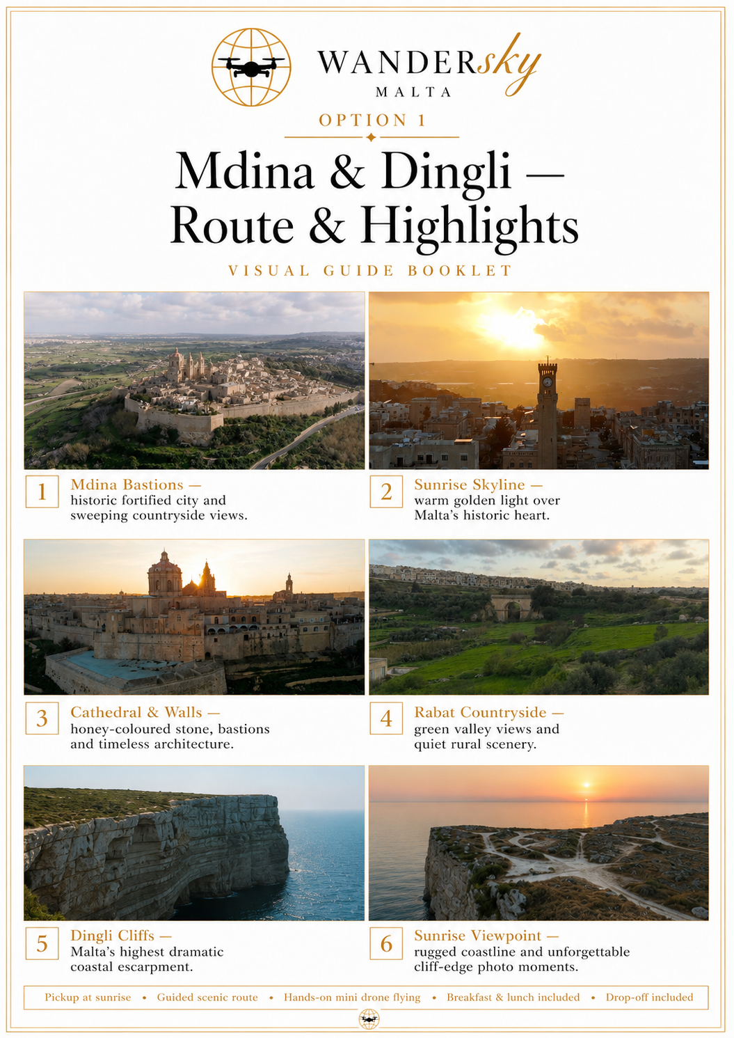 Mdina and Dingli route and highlights brochure