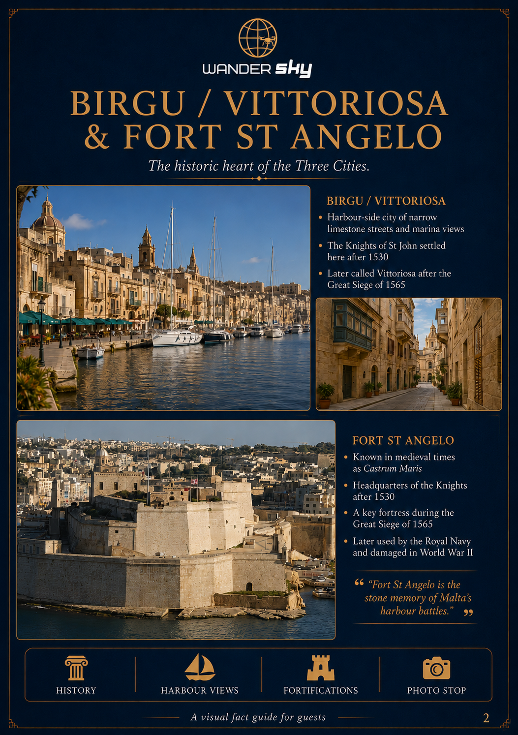 Birgu Vittoriosa and Fort St Angelo brochure page
