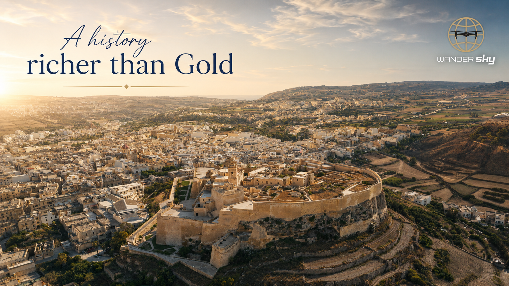 Gozo historic citadel aerial landscape